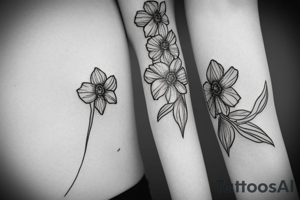 Single line daffodil tattoo idea