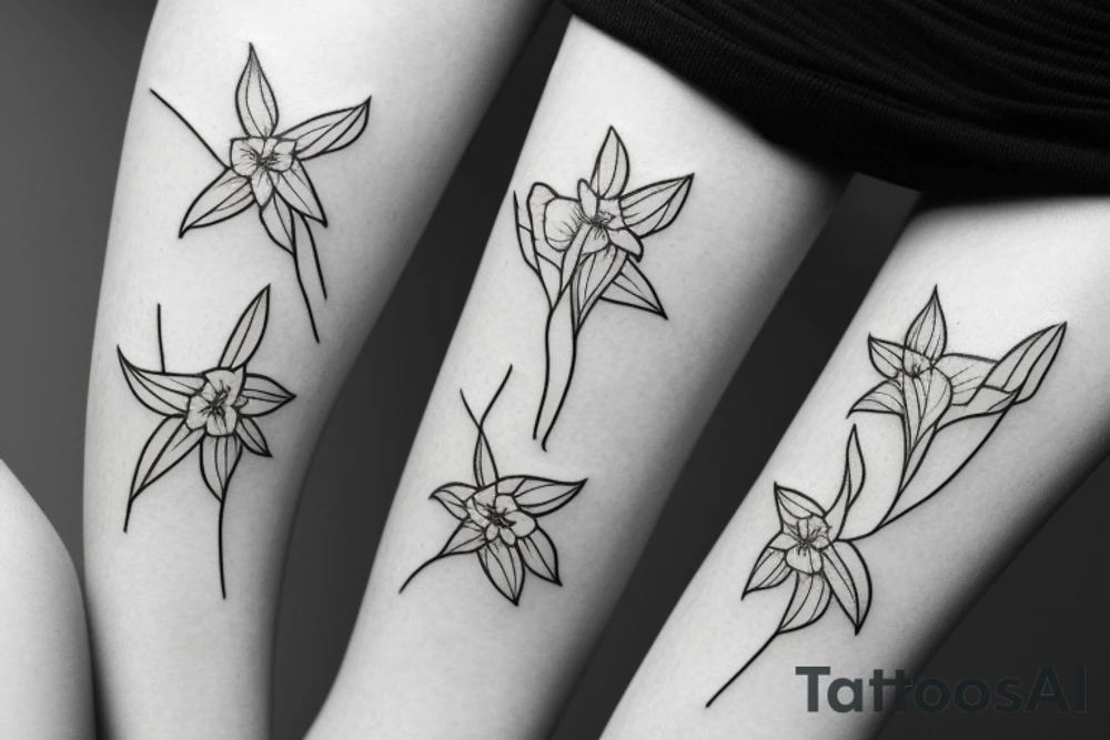 Single line daffodil tattoo idea