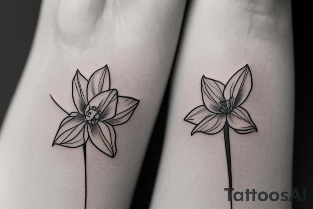Single line minimalist daffodil tattoo idea