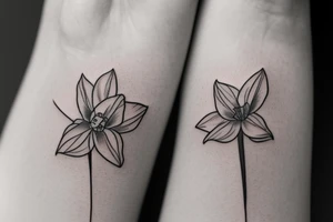Single line minimalist daffodil tattoo idea
