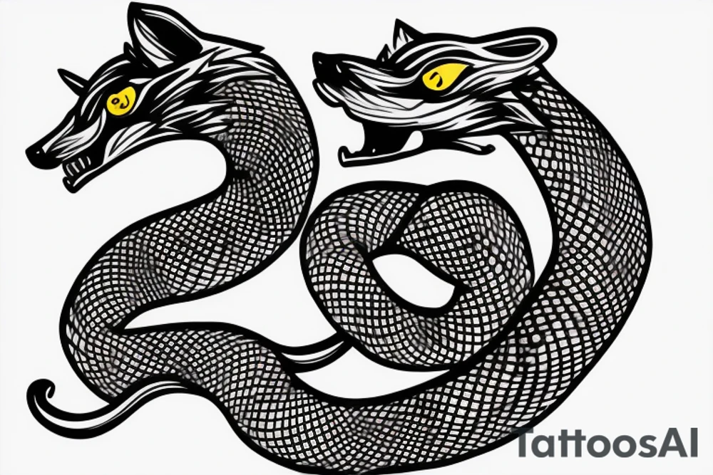 Wolf headed snake on a spike tattoo idea