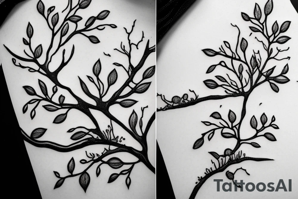 whimsical blueberry branch tattoo idea