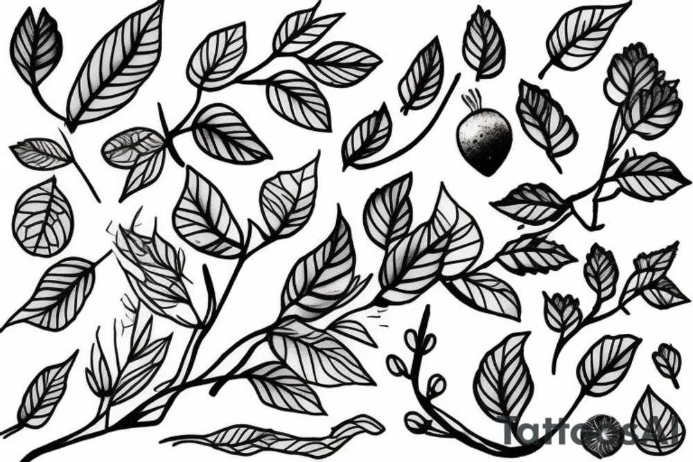 whimsical blueberry branch tattoo idea