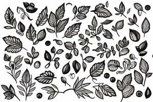 whimsical blueberry branch tattoo idea