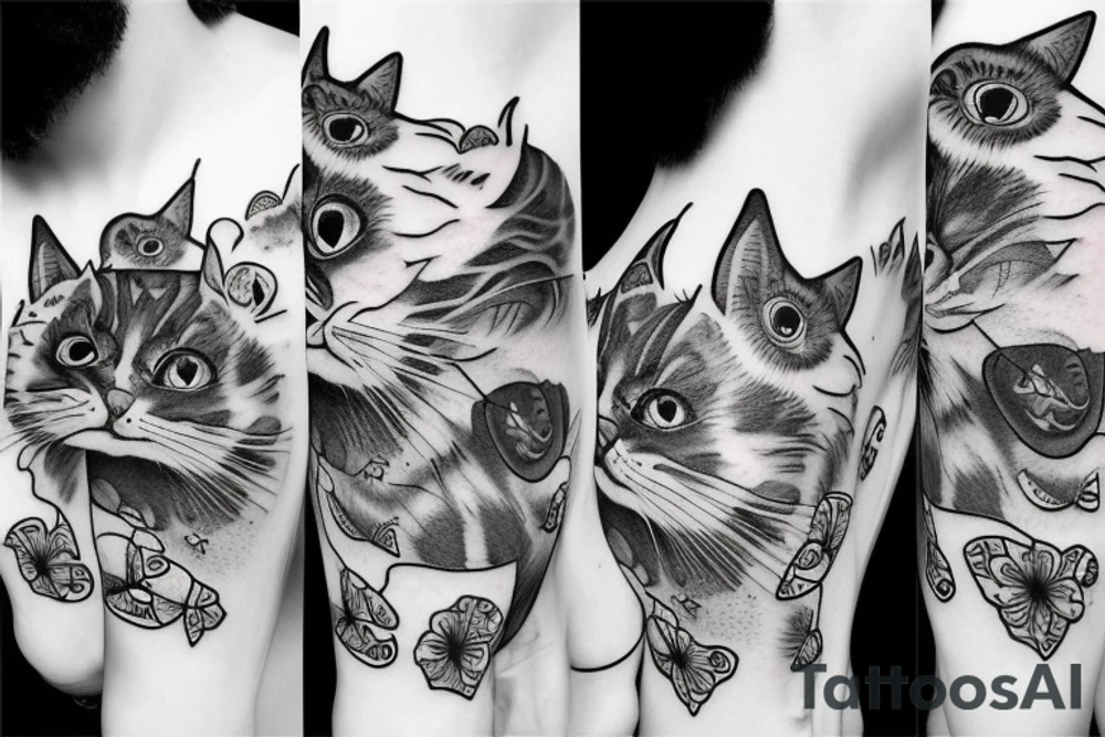 Cat standing on Earth tattoo idea