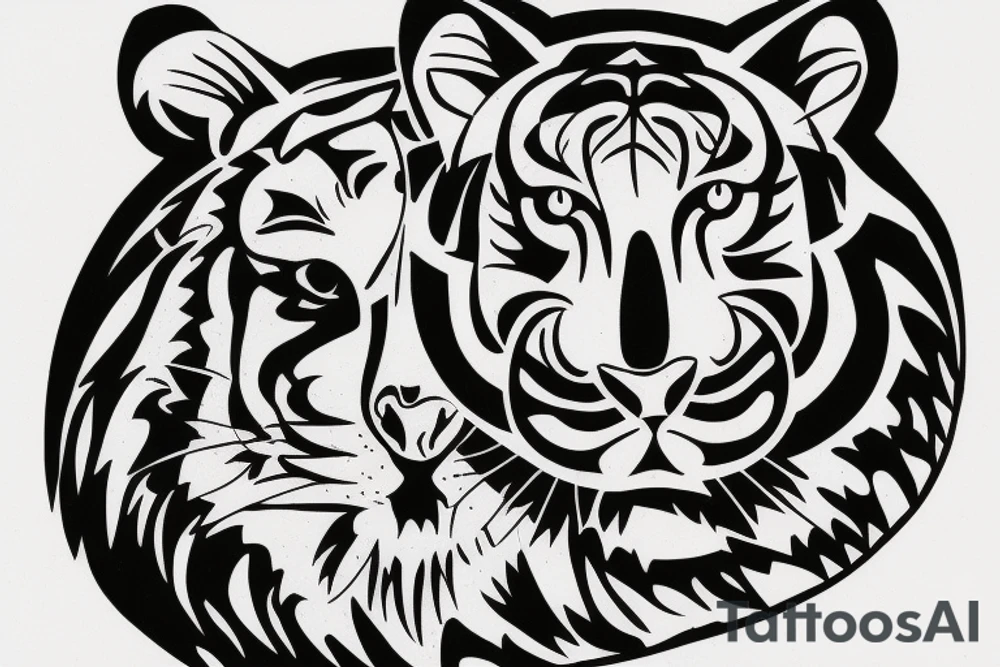 Half tiger half lion tattoo idea
