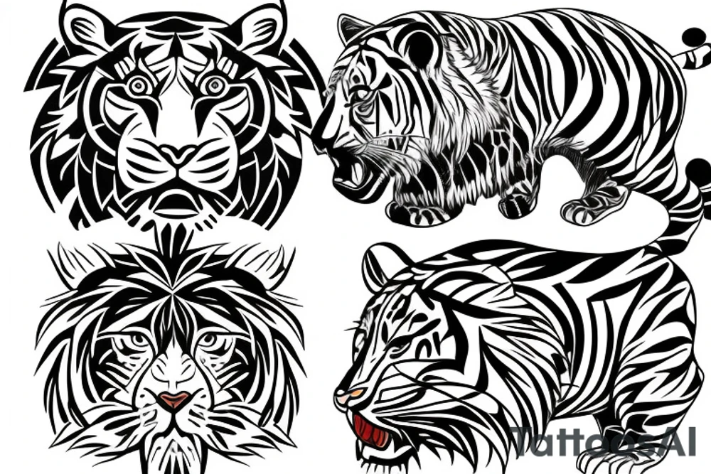 Half tiger half lion tattoo idea
