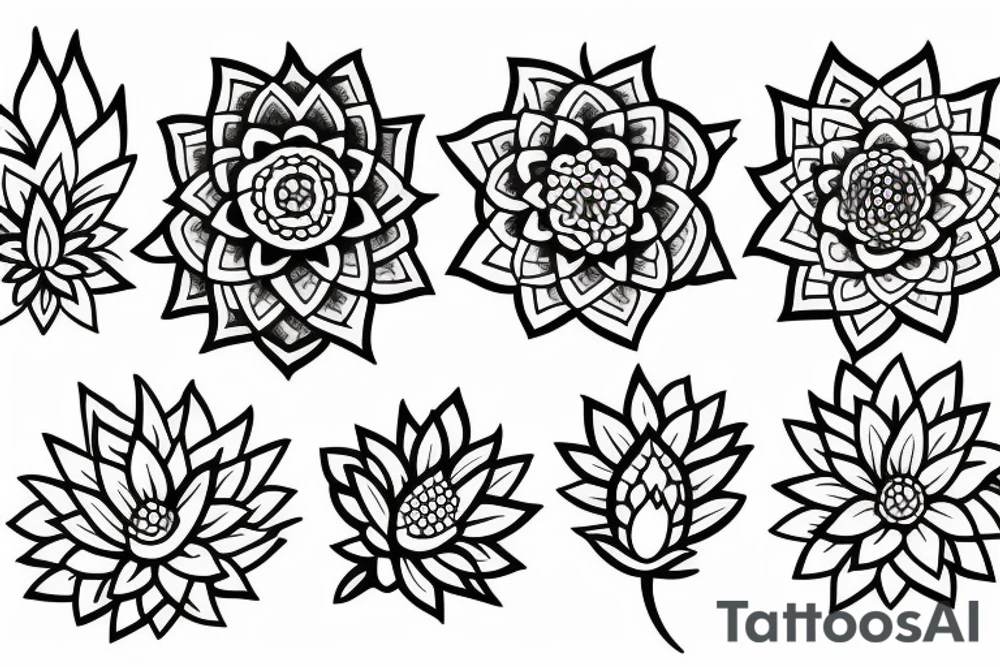 sun and lotus flower tattoo idea