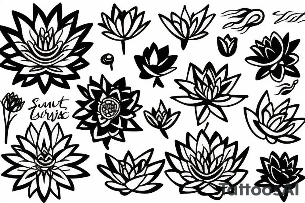 sun and lotus flower tattoo idea