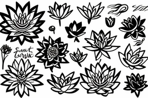 sun and lotus flower tattoo idea