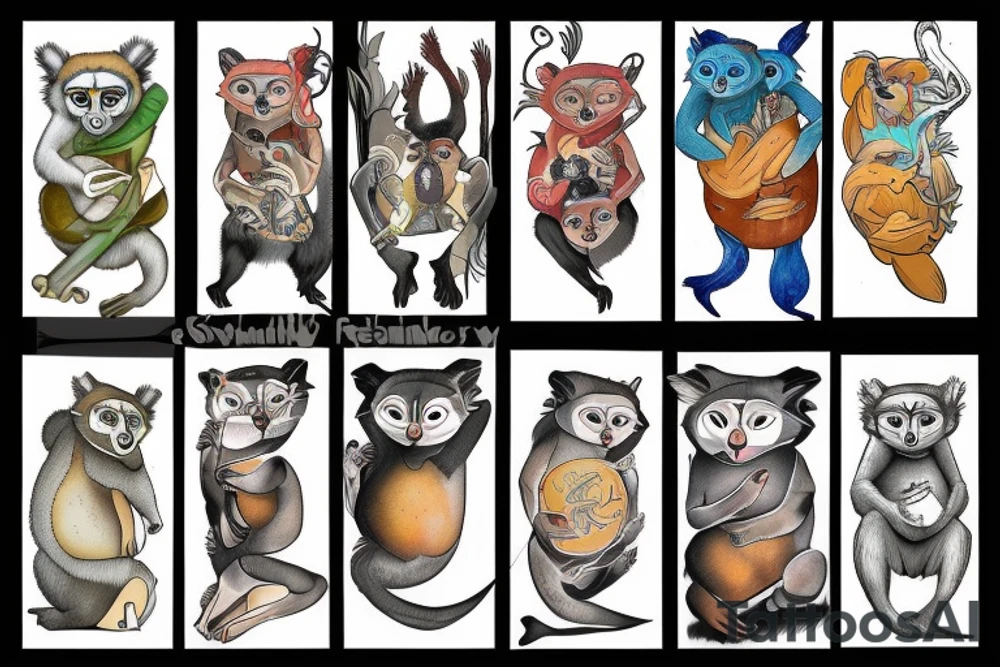 Lemur fighting a wombat tattoo idea