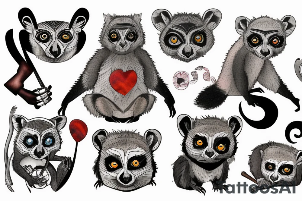 Lemur fighting a wombat tattoo idea