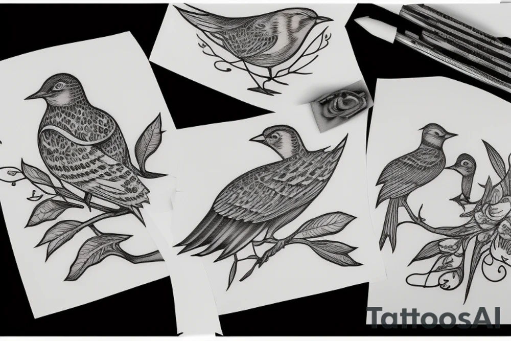 Sibling tattoo with a thrush incorporated tattoo idea
