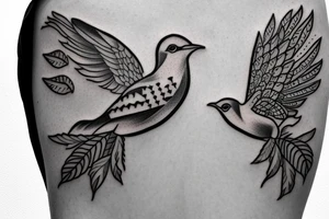 Sibling tattoo with a thrush and cancer tattoo idea
