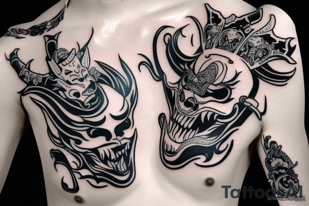 Hannya mask with dagger tattoo idea