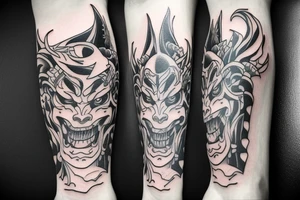 Hannya mask with dagger tattoo idea