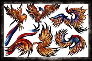 Musical notes and clefts forming into a Phoenix with fire tattoo idea