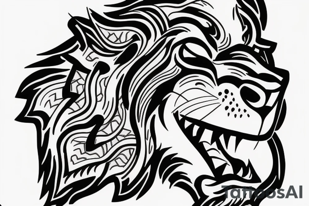 Mountain courage strength lion turtle tattoo idea