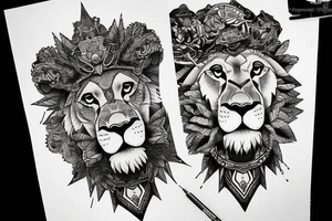 Mountain courage strength lion turtle tattoo idea