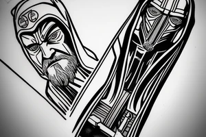 Clone Wars series style Obi Wan Kenobi
American traditional. Lightsaber tattoo idea