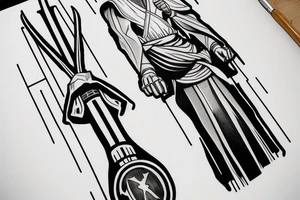 Clone Wars series style Obi Wan Kenobi
American traditional. Lightsaber tattoo idea