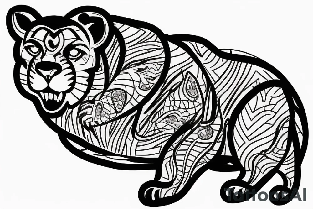 Mountain courage strength lion turtle tattoo idea