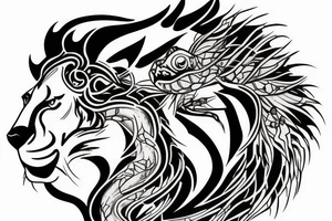 Mountain courage strength lion turtle tattoo idea