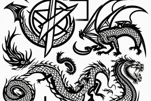Daniel from the bible with a dragon and Yang yang elements with a text tattoo idea