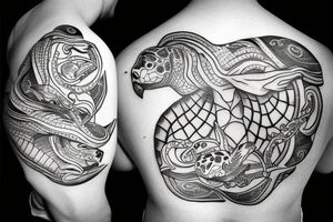 Turtle with courage, strength and determination on its shell tattoo idea