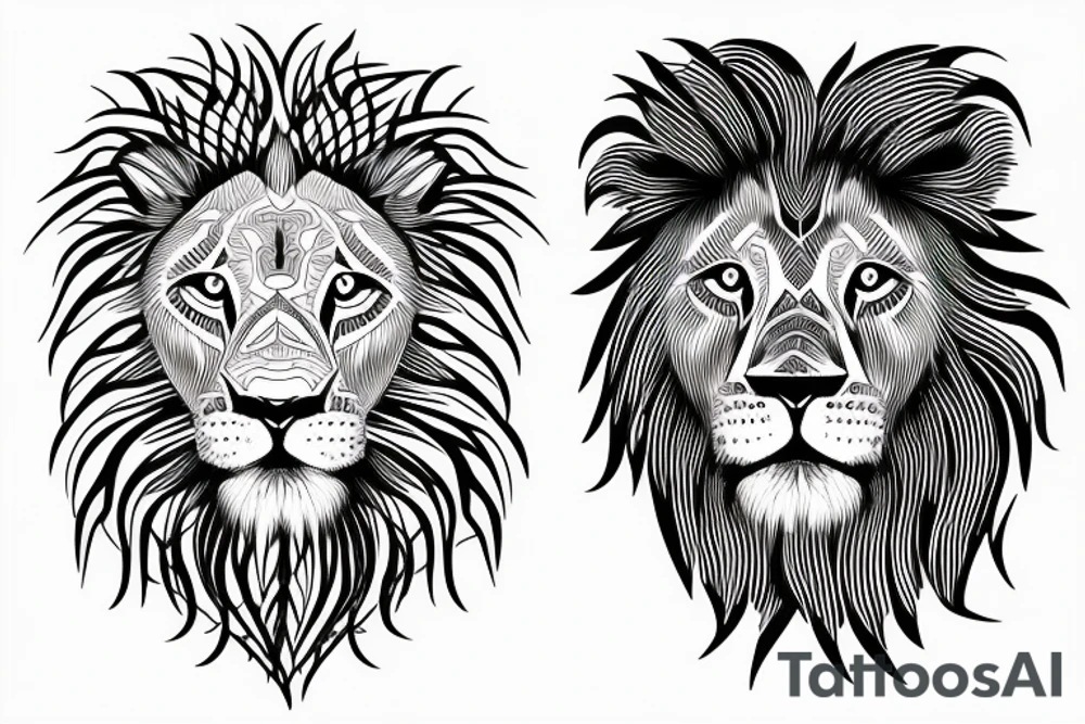 Lion rawing, female lion and cubs tattoo idea