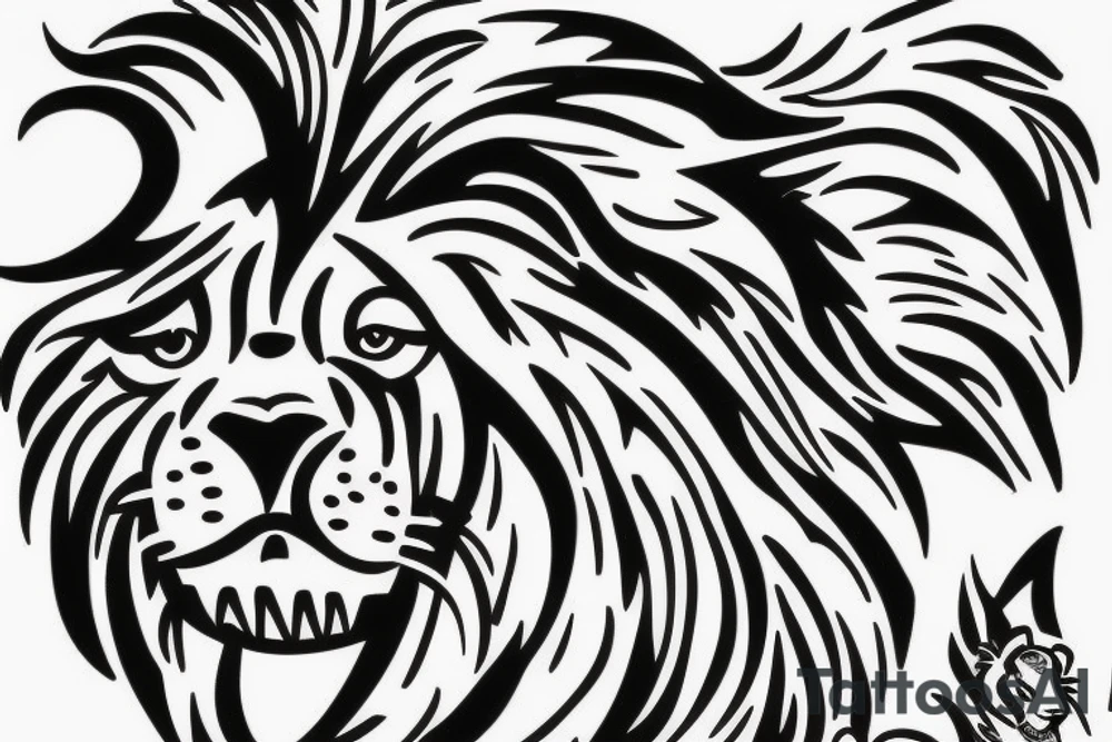 Lion rawing, female lion and cubs tattoo idea
