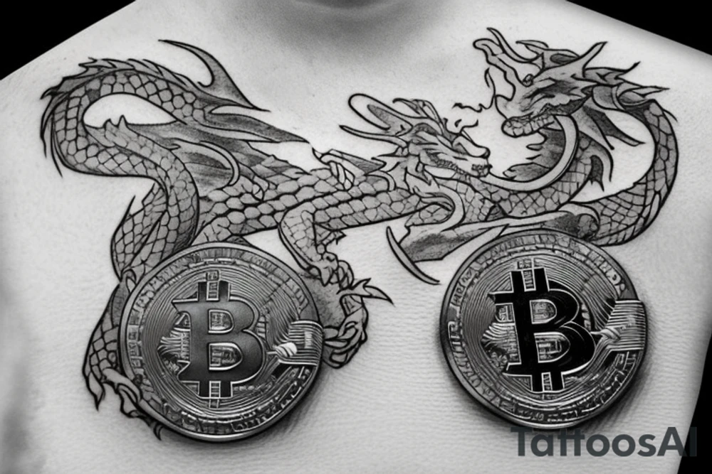 Dragon encircling bitcoin symbol tattoo idea