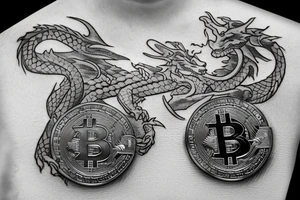 Dragon encircling bitcoin symbol tattoo idea