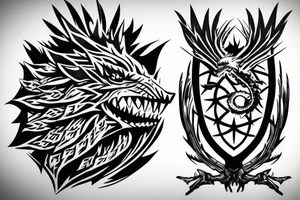 Game of thrones themed mixed with Zelda and Pokemon tattoo idea