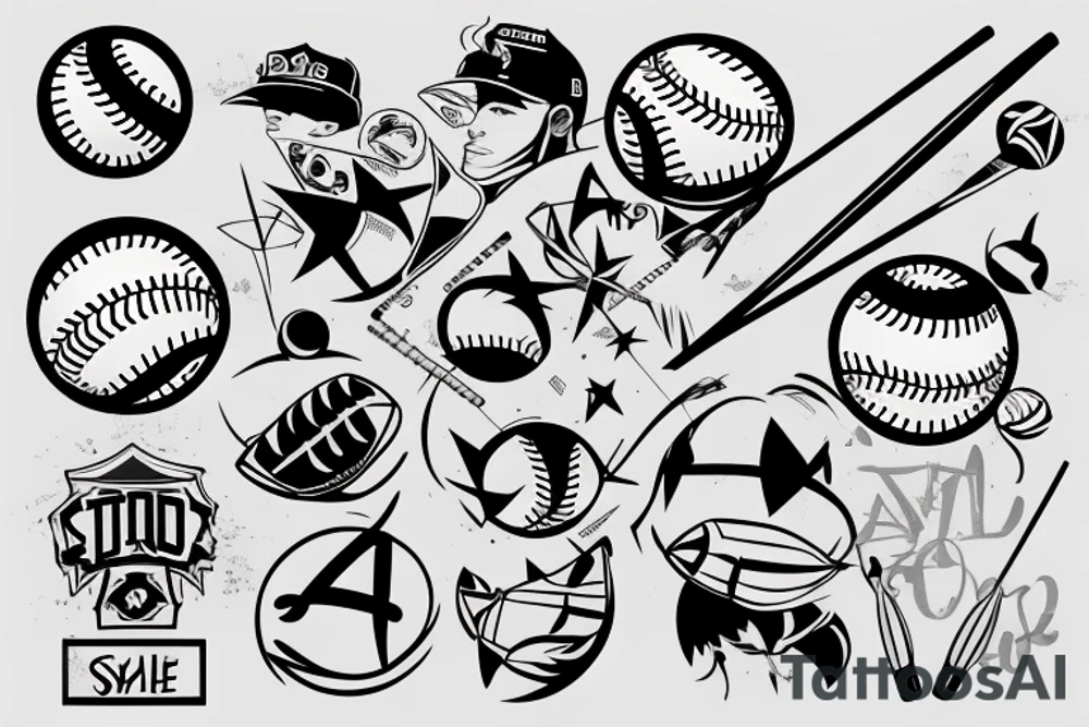 black line minimalist tattoo baseball tattoo idea