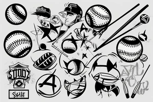 black line minimalist tattoo baseball tattoo idea