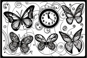 clock butterfly tattoo idea