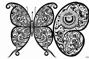 clock butterfly tattoo idea