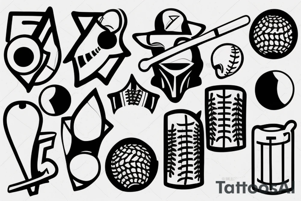 black line minimalist tattoo baseball tattoo idea