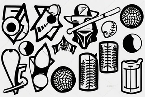 black line minimalist tattoo baseball tattoo idea