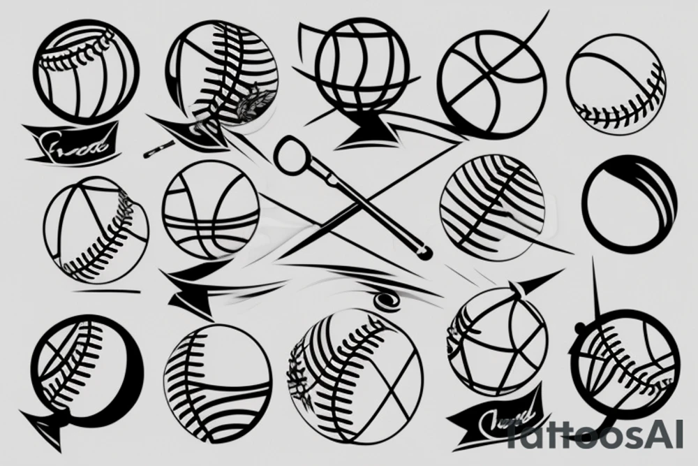 black line minimalist tattoo baseball tattoo idea