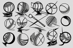 black line minimalist tattoo baseball tattoo idea