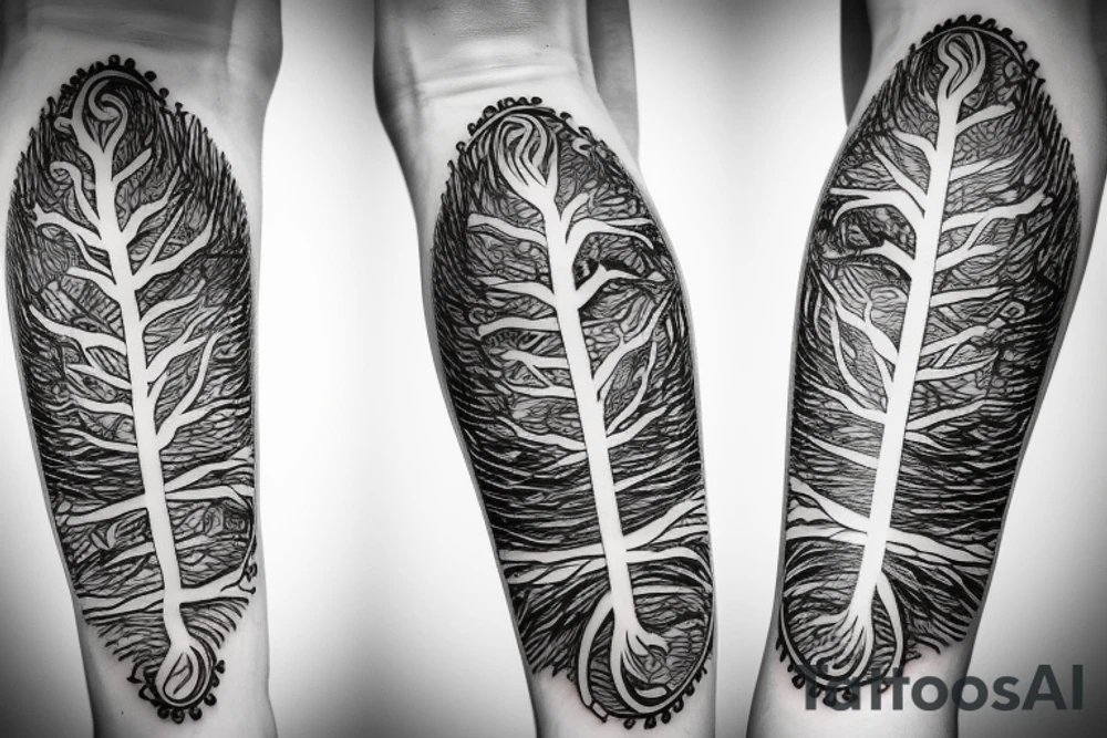 lighting tracking thru tree to the ground tattoo idea
