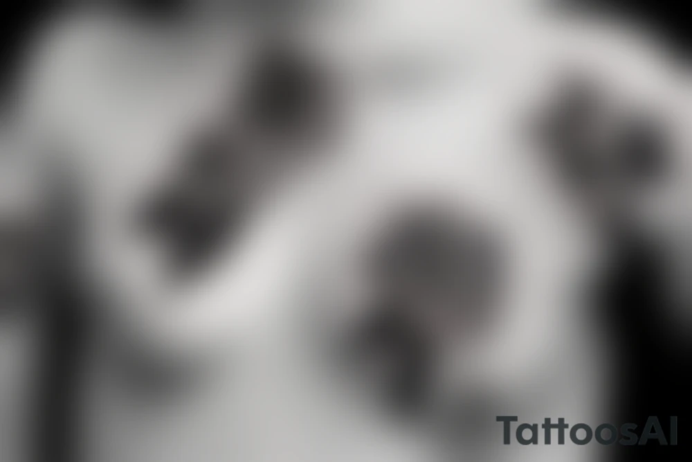 Simple female form incorporated into floral design with violets and roses tattoo idea