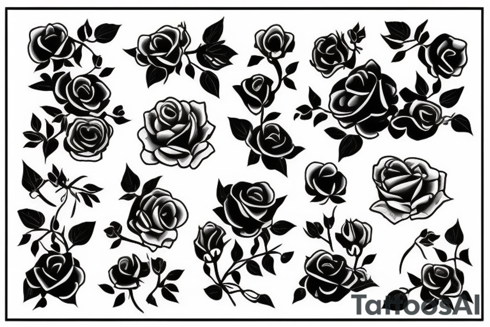 Female silhouette with violets and roses tattoo idea