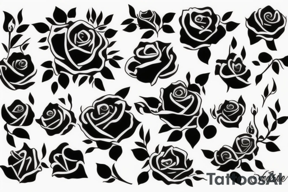 Female silhouette with violets and roses tattoo idea