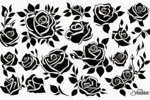 Female silhouette with violets and roses tattoo idea