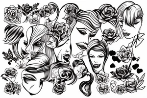Blonde girl kissing tattoo idea