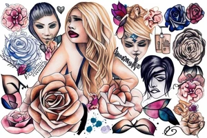 Blonde girl kissing tattoo idea