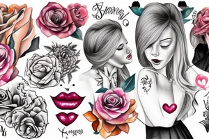 Blonde girl kissing tattoo idea